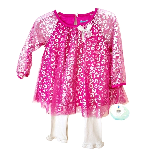 sheer sleeve shiny animal print long sleeve w/ leggings